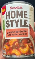 Home Style cheese tortellini with italian sausage