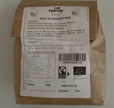 Palet de chocolat noir by La Fourche