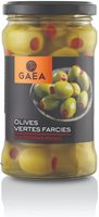Olives vertes farcies aux poivrons rouges