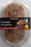 Ensalada de quinoa con garbanzos, tomate y lentejas