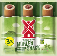 Vegetarischer Mühlen Snack Typ Salami im Teigmantel