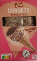 Cornets enrobage au cacao & vermicelles colorés