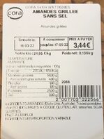 Amandes grillées sans sel