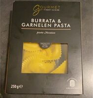 Frische Mezzelune mit Burrata & Garnelen