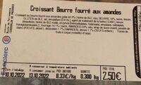 Croissant beurre fourre aux amandes