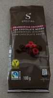 Frambuesas enteras con chocolate negro