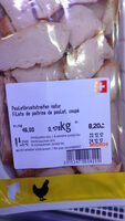 Filets de poitrine de poulet coupé