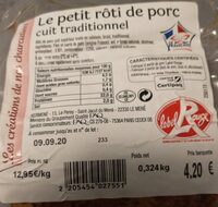 Petit rôti de porc cuit traditionnel