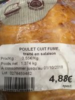 Poulet cuit fumé au bois de hêtre