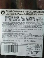 Boudin noir aux oignons et au vin de Valençay