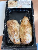 Filet de poulet avec peau, saumurés et rotis