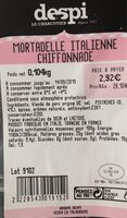 Mortadelle italienne chiffonnade