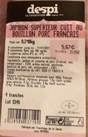 Jambon superieur cuit au bouillon porc français