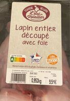 Lapin entier decoupé avec foie