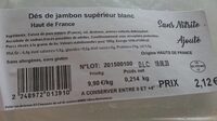 Dés de jambon supérieur blanc