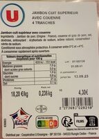 Jambon cuit superieur avec couenne