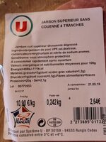 Jambon supérieur sans couenne