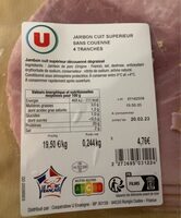 Jambon Cuit Supérieur découenné dégraissé