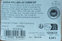 Gouda Holland au Cumin