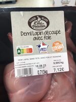 Demi-lapin découpé avec foie