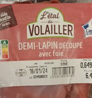 Demi lapin coupé avec foie