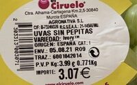 Uva blanca sin pepitas