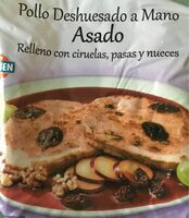 Pollo deshuesado a mano relleno con ciruelas, pasas y nueces