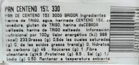 Pan de centeno 15%