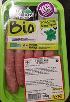 Saucisse nature de volaille bio