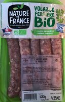 Saucisse nature de volaille bio