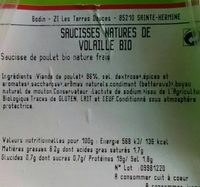 Saucisses natures de volaille bio
