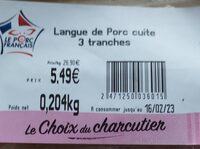 Langue de porc cuite 3 tranches