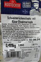 Schweinerückensteak mit Käse-Steakmarinade