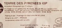 Tomme des Pyrénées IGP