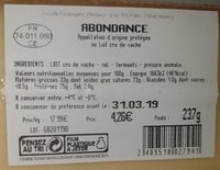 Abondance au lait cru