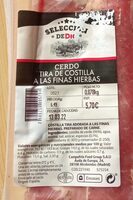 Tira de costilla de cerdo a las finas hierbas