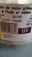 Noix de cajou grillées à l'huile et salees