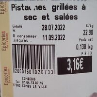 Pistaches grillées a sec et salées