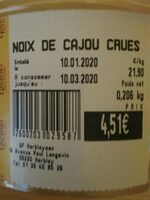 Noix de cajou crues