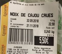 Noix de cajou crues
