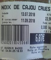 Noix de cajou crues