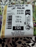 Œufs chocolat au lait praliné