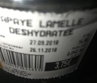 Papaye lamelle deshydratee