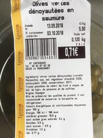 Olives vestes denoyautées en saumure
