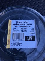 Olives vertes pasteurisees aux amandes