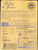 Saucisse de morteau I. G. P. cuite