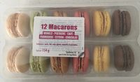12 Macarons (vanille-pistache-café-framboise-citron-chocolat)