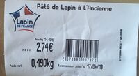 Paté de lapin a l'ancienne