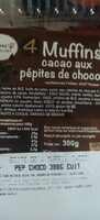 4 Muffins cacao aux pépites de chocolat
