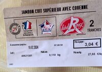 Jambon cuit supérieur avec couenne